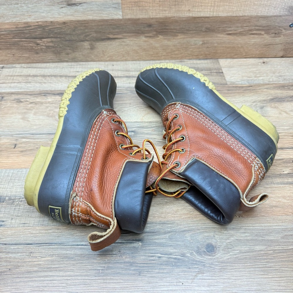 LL Bean  Women Size 9 Brown Leather Boots 6" Padded Collar Hunting Duck Boot - Picture 4 of 10